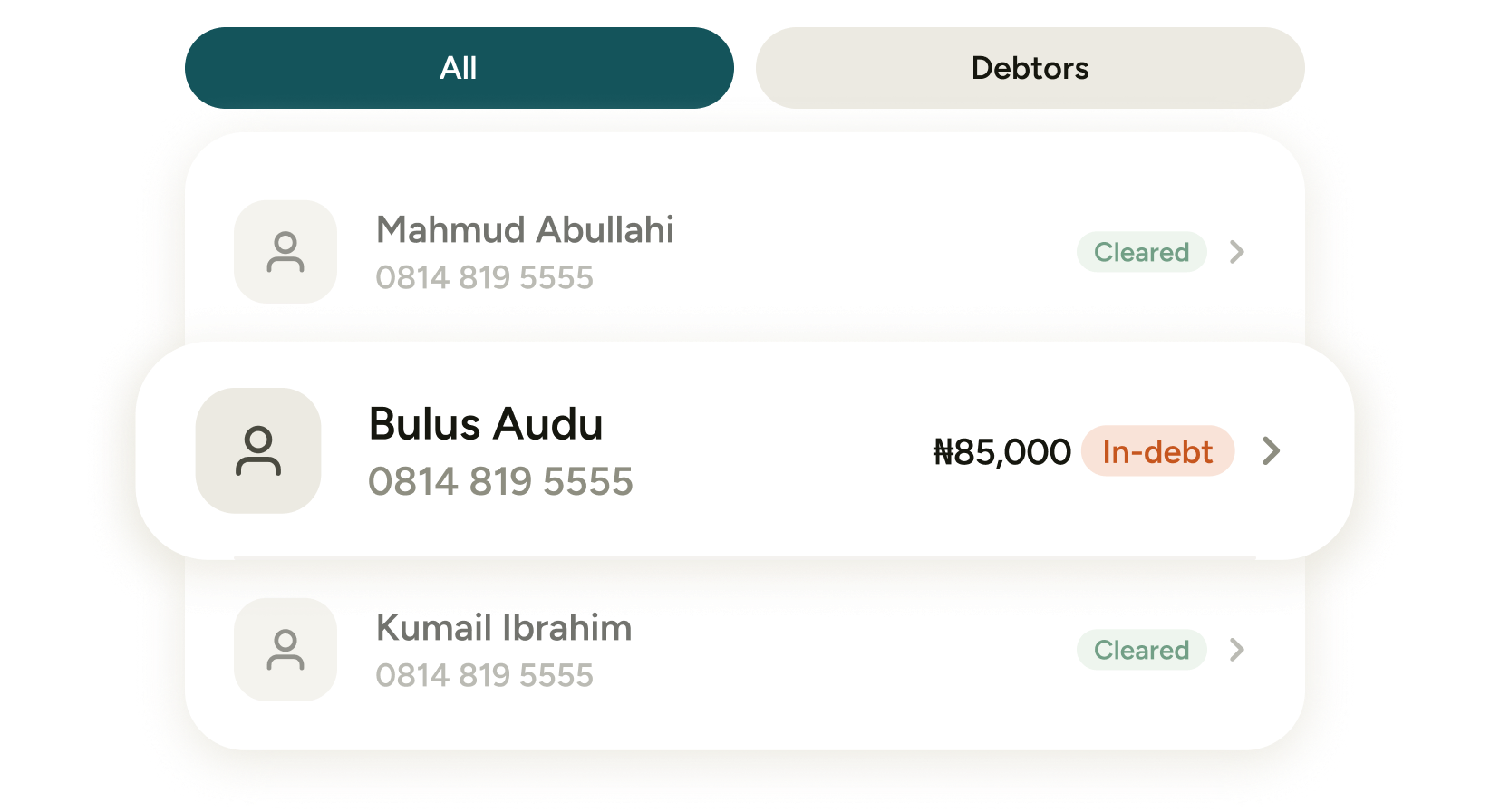 Customer management interface