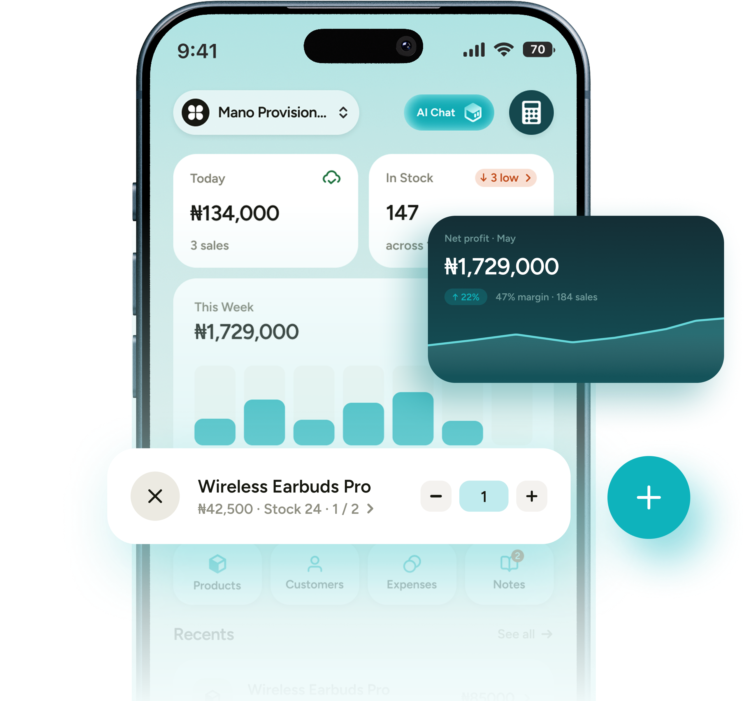 Ventri POS mobile dashboard