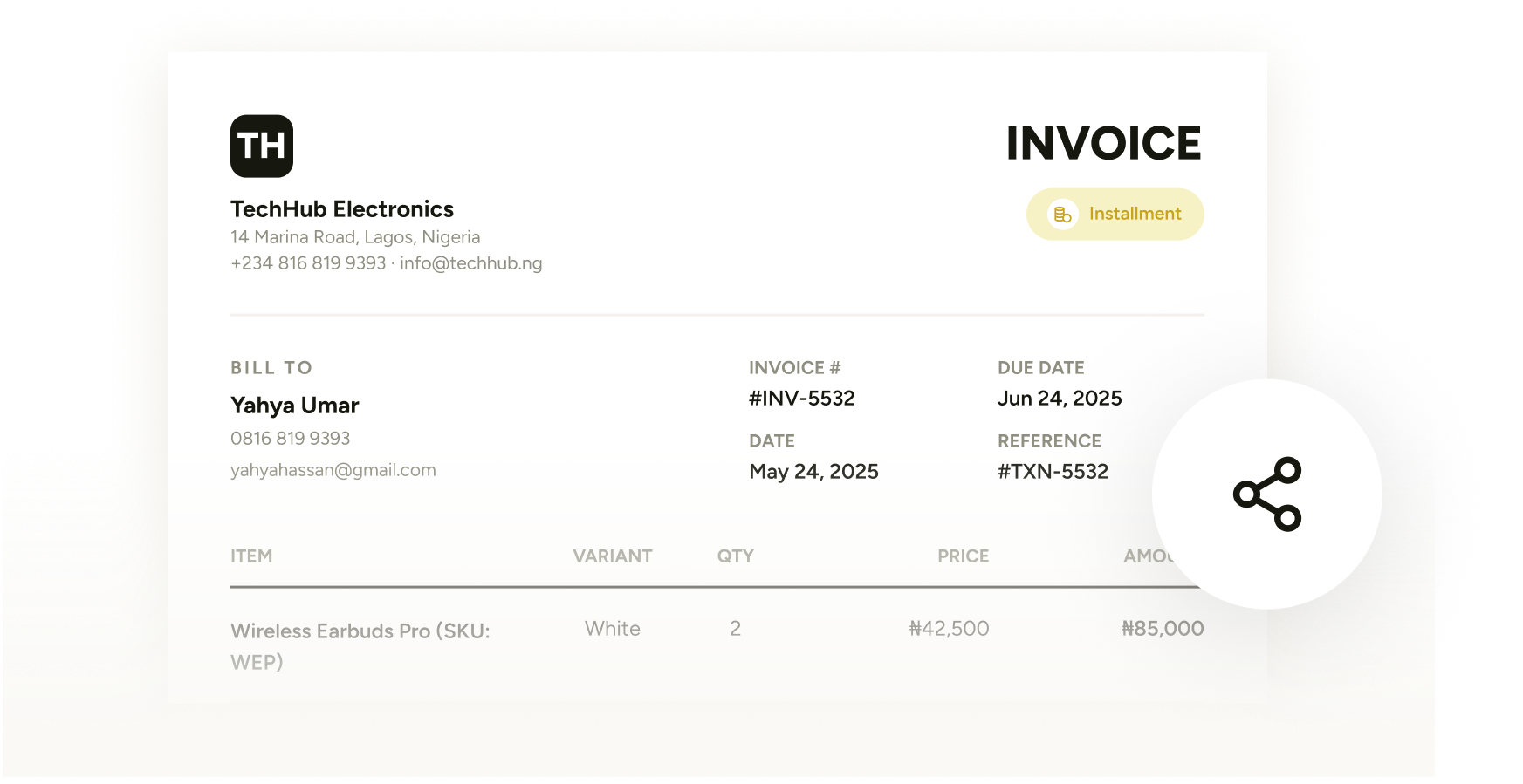Instant digital receipts